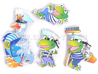 Комплект персонажей малых Гусь и Лягушки (4 шт, крепление на Коврограф и магн. основу)