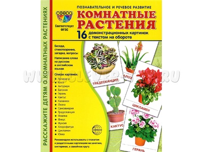 Демонстрационные картинки СУПЕР. Комнатные растения (16 шт.) Демонстрационные картинки СУПЕР. Комнатные растения (16 шт.)