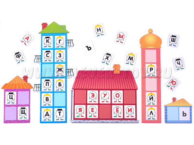 Набор магнитных полей и карточек "Звуко-буквенный разбор "Домики" Набор магнитных полей и карточек "Звуко-буквенный разбор "Домики"